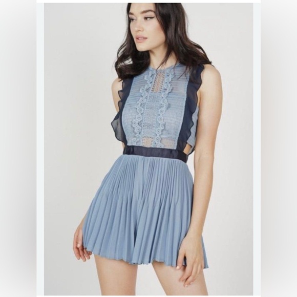 MDS Collection Pants - MDS Collections Beria Pleated Skorts Romper in Blue M